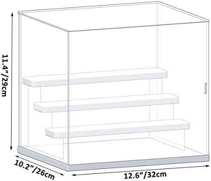 Nynelly 4-Tier Clear Acrylic display Case Stand sastavite countertop Box Organizator za odlaganje prašine vitrina za akcione Pop figure kolekcionarske igračke,Bijela,12.6 D x 10.2 Š x 11.4 v
