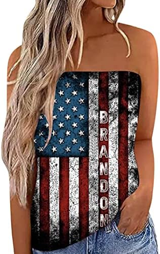 Ženska cijev vrhova američke zastave tiskane majice bez rukava 4. jula vrhovi rezervoara za žene asimetrični hem