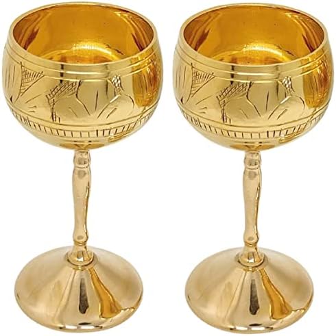 Akanksha Arts par čaša-svaka čaša 2 oz-od mesinga-blistavog zlata