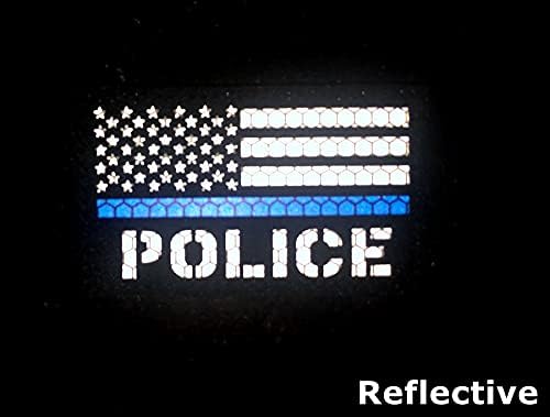 2x3.5 Reflektiraj 2 kom tanka plava linija Policijska zastava zakrpa zakrva za patch-a za poleđivač za