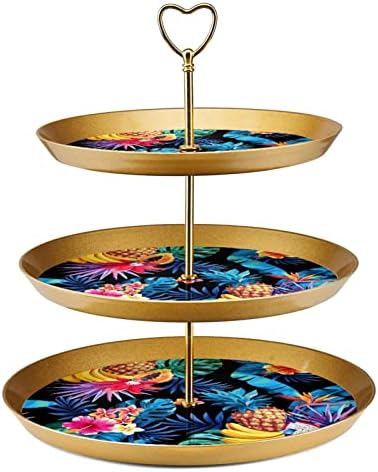 Stalak za torte Set od 3, tropsko voće i palmino lišće postolje za prikaz stola za desert Cupcake stalak