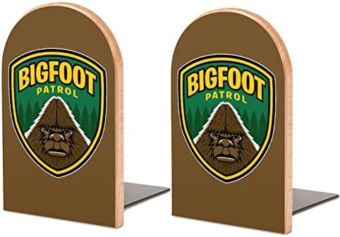 Bigfoot Patrol štampani kraj knjige drveni držači za knjige 1 par za police teški stalak za knjige 5 X 3