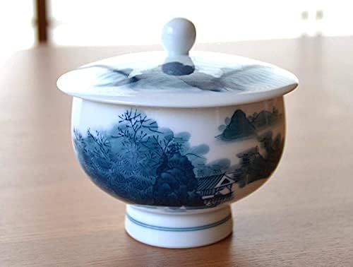 Japanski set čaja napravljen u Japanu Arita Imari Ware keramika 6 kom. Porculan 1 PC čaj za čaj i 5 kom. Poklopljene čaše za zeleni čaj Nabeshima Sansui Pejzaž u drvenoj kutiji