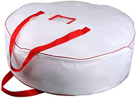 TQS 30 božićni ukrasi za pohranu vijenac za pohranu vijenac - Božić Veliki kontejner za pohranu vijenca - Ojačana široka ručka za teške uvjete i dvostruki elegantni zipper -Protektira vaše zabavne ukrase - bijeli