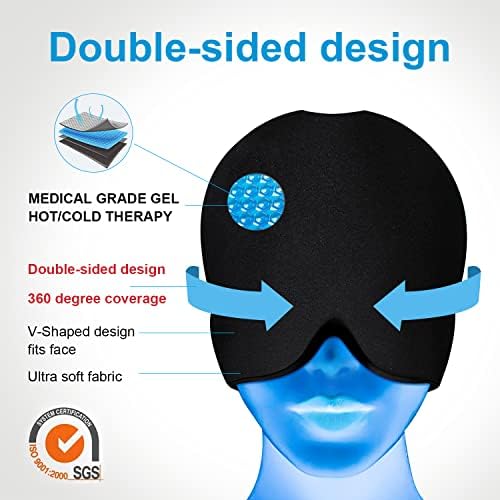 Pledulab migraine relief Cap Ice Head Wrap, headache Relief Hat ice eyes mask for Sinus Headache and stres Relief hot & amp; hladna terapija(dvostruka strana)
