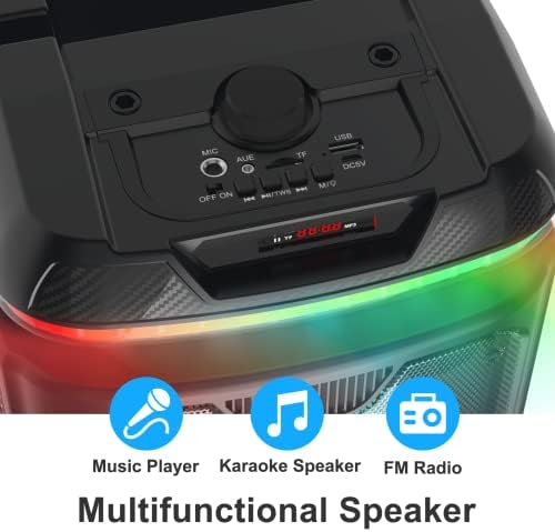 Karaoke mašina za decu, VuiGue prenosivi Bluetooth zvučnik pa sistem sa žičanim mikrofonom, LED svetla, daljinskim upravljačem, podržava TF karticu/USB/aux ulaz, idealno za kućne Karaoke, zabavu