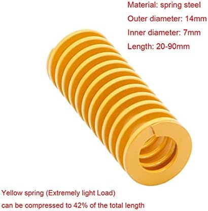 Kompresioni opruge su pogodni za većinu popravka I žuta Izuzetno lagana preša zapreminu oprugu opruga opruga kalupa Proljetni prečnik 14mm x unutarnji promjer 7mm x Dužina 20-90mm