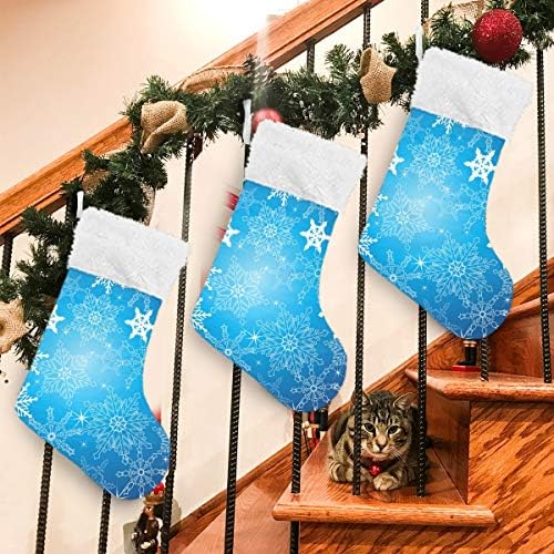 Alaza Božićne čarape Božinske zimske snježne pahulje Classic Personalizirano Veliki ukrasi za skladištenje za obiteljski odmor Sezona Party Decor 1 paket, 17.7 ''