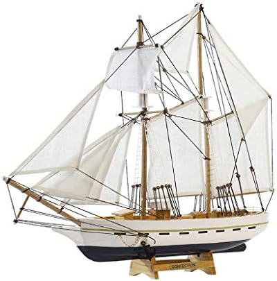 SDGH Jedrilica Dekoracija modela - Drveni jedriličarski brod Set za kućne dekore, Natični dizajn na plaži,