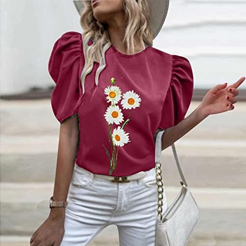 Odjeća za vježbanje Željeza sa preklopom kratkih rukava Clot Clot Flower Print majica TOP