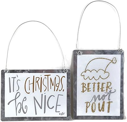 Collins Božić Budi lijep i bolje ne duriti odmor Tin dekorativni viseći znak Ornament Set