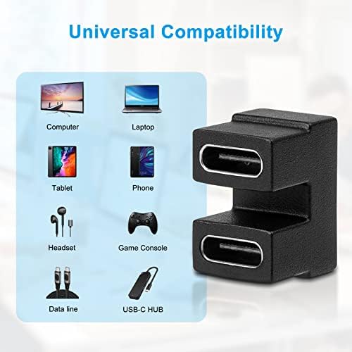USB C 180 stupnjeva adapter, u obliku USB C 4.0 ženski na ženski adapter, tip C 40Gbps Kutni priključak za prijenos podataka Kompatibilan je za Samsung, MacBook i još mnogo toga