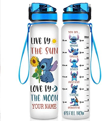 Pasias Custom Stitch boca za vodu 32 oz, Ohana znači obiteljska boca s vremenskim markerom, bocom za vodu, boca za ubode za žene, djevojke, motivacijske izolirane poklone za porodicu, rođendanski pokloni