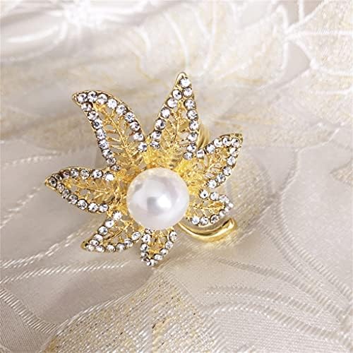 Zhuhw 10pcs / Pearl javorov list prsten za salvete Dijamantna metalna prstena za salvetu Vjenčanje hotelski pribor za salvetu Dugme Desktop Dekoracija