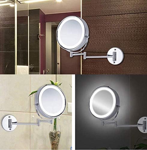LARRO zidno 8,5-inčno ogledalo za šminkanje 5x uvećanje toaletno ogledalo bez rotacije na proširivu