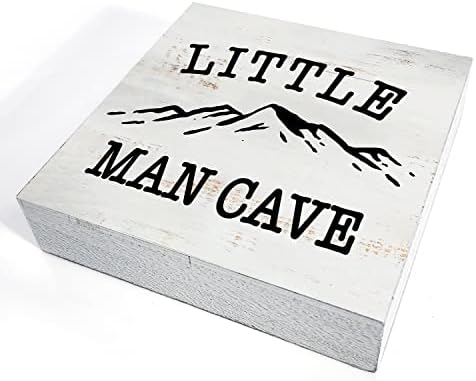 Mali čovjek pećinska Drvena kutija znak Kućni dekor rustikalni rasadnik ponuda Drvena kutija znak blok