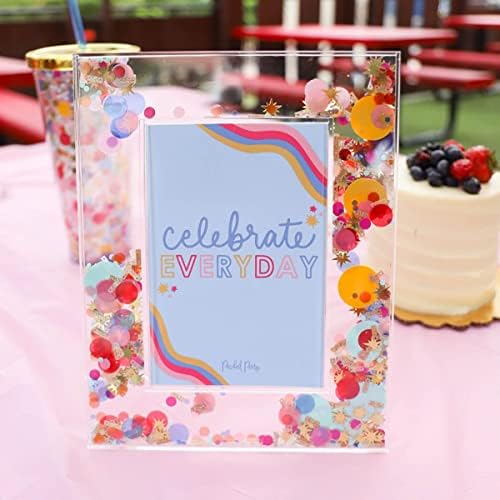 Pakirani Party Celebrate Everyday 4x6 okvir za fotografije; slatki ukrasni konfeti umjetnički prikaz slike za zid ili stol; odlično za djevojčice ili žene