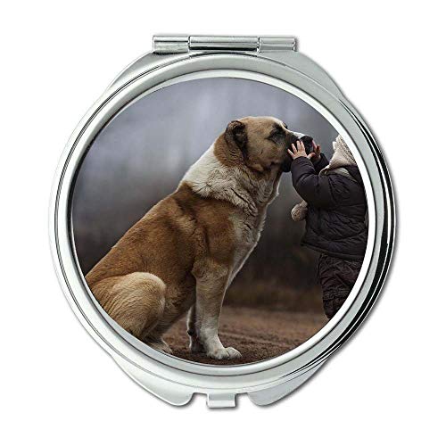 Ogledalo, malo ogledalo,slatki smiješni pas Mops, džepno ogledalo,1 X 2x uvećanje