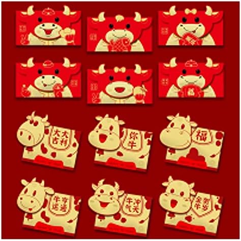 Yf trgovina 5 / 6kom 2021 OX Lucky kineske crvene koverte sretni džepovi crveni paket za poklon kutiju za proljetni rođendan za kinesku Novu godinu