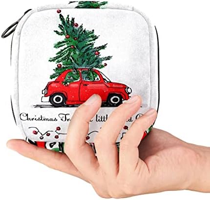 Vreća za skladištenje sanitarne ubrus, torba za period, tamponska torba, torba za šminku, božićni crveni uzorak stabla automobila