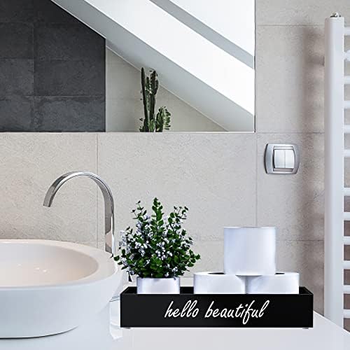 Crno kupatilo s ručkom, modernom kupaonom korpom, velikim toaletnim rezervoarom papira za papir, stražnji dio toaletne posude, estetski dodaci Countertop kutija, 13,78 x 6 x 2,4