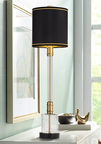 Possini Euro Design Heyden Luxe moderna stolna lampa za Švedsku konzolu 34 3/4 visoki Žljebasti stub od prozirnog