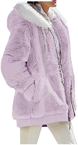 Cokuera ženska jesena modna flisana ručana odjeća zimska parka jakna labavi plišani cosy dugi rukav patentni kaput s dugim rukavima