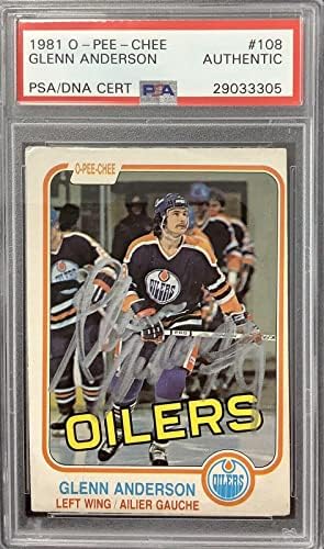 Glenn Anderson potpisao je 1981. o-pee-chee 108 hokejski rookie kartični autogram PSA / DNK
