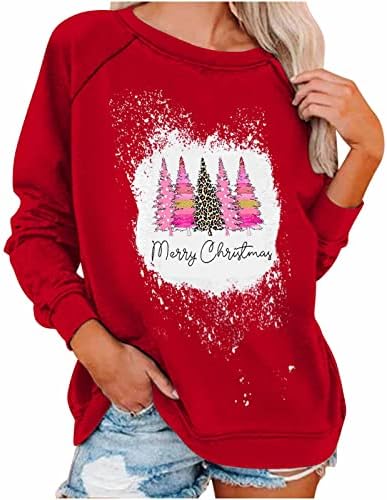 Ružni božićni džemper žene pad trendi bluza vrhovi slatko ružičasto božićno dukserice sa krajevima