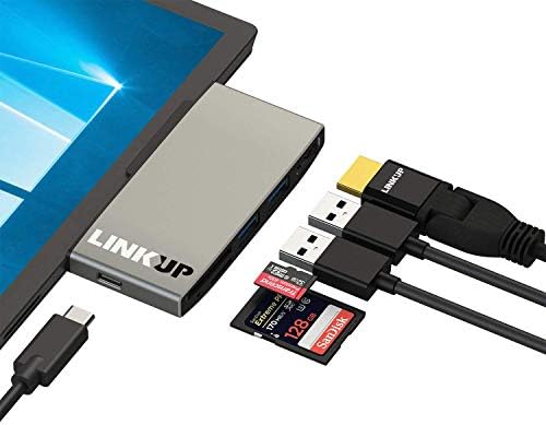 LINKUP - OFFIELS PRO 7 kompatibilna sd kartica mikro memorijskih čitača Adapter HUB | 6-in-1 priključna stanica | 4K HDMI, SD / microSD slotovi kartica, 2 x USB-a 3.0, 1 x USB-C portovi |