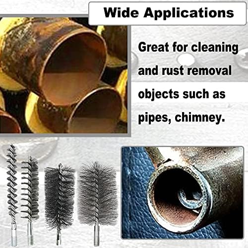 Četkica za čišćenje cijevi za čeličnu žicu, okrugla četkica za čišćenje dimnjaka, četkica za čišćenje navoja M12, promjer 65 mm 160 mm, 5kom