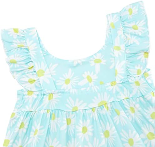 Little Girls Summer haljina bez rukava kauzalna cvjetna plaža Sundress Haljina s ruff-rufflesom 2-8T