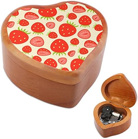 Strawberries uzorak srce glazbene kutije Drvene muzičke kutije Najbolji poklon za godišnjicu božićnog rođendana