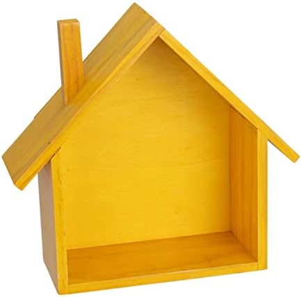 Zerodeko drvena plutajuća polica u obliku kuće zidna polica drvena sjena Cubby Box polica za odlaganje stalak za vješanje stalka za biljke Organizator za spavaću sobu dječija soba žuta
