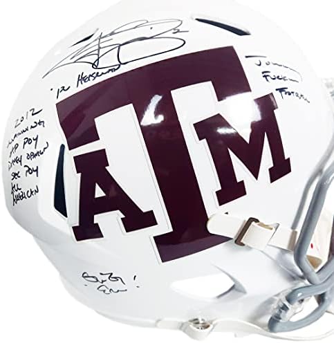 Johnny Manziel sa autogramom Texas A& M Multi upisan u punoj veličini Bijela replika kaciga-ruka potpisan
