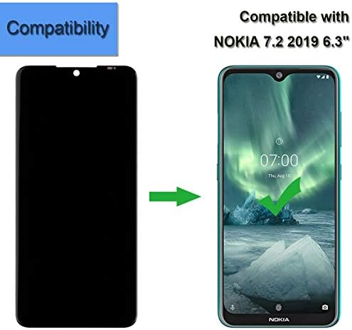 LCD ekran kompatibilan sa Nokia 7.2 2019 TA-1193 TA-1178 TA-1196 TA-1181 6.3 inčni LCD ekran osetljiv