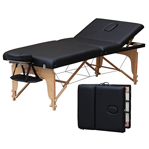 LJHA sklopivi masažni sto za ljepotu Kućni krevet igla Moksibustion fizioterapija krevet od punog drveta sa Lift Backom, Crni, vinsko crveni sto za masažu