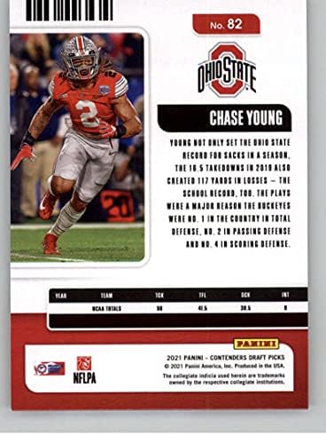 2021 PANINI TERTINDERS Nacrt sezonske karte # 82 Chase Young Young Ohio State Buckeyes fudbalska trgovačka kartica