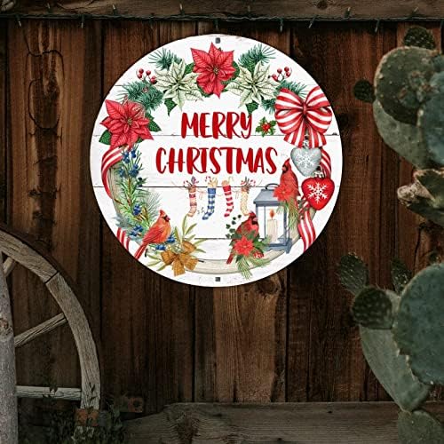 Dobrodošli Božićni bombonski čarobnjak okrugli metalni limenki znakovi crvene ptice božićne mimorne vijenac potpisuje božićnu radost zidni dekor umjetnosti za kuhinju dnevni boravak blagovaonica 9x9in