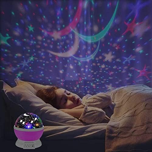 Noćno svjetlo za bebe sa projektorom zvijezda 360 stepeni rotacija 2kom zamjenjivi uzorak za bebe Djeca