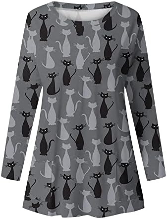 GATXVG Ženska haljina za Noć vještica Casual duge rukave tunike majice slatka grafička dukserica okruglog vrata labavi pulover sa džepom