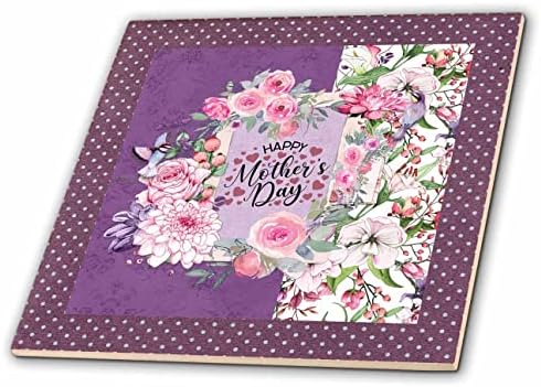 3drose slika srećnog Dana majki u Flora Frame, Pink, Purple-Tiles