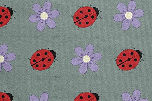 Ambesonne Ladybugs Yoga Mat ručnik, bube i cvjetni uzorak Flora i fauna Dizajnerska dijagonalna