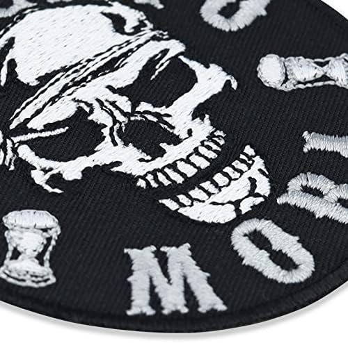 Memento Mori lubala patch latino tkanina Aplikacija izvezena naljepnica sa latino frazom za šivanje ili željezo na | Memento Mori Patch za odjeću i kožu | 3.15x3.15 u