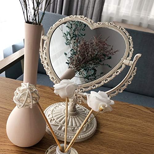 Luxshiny Desk Vanity Vintage Kozmetičko ogledalo u obliku srca isprazno ogledalo Šminka ogledalo uvećano ogledalo stolno ogledalo za kupatilo spavaća soba dekorativno Desktop ogledalo vjenčani dekor