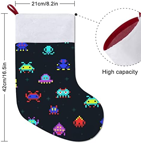 Slatki pikselni robot, svemirska invader božićna čarapa Božićne čarape torbica Porodični Xmas Decor