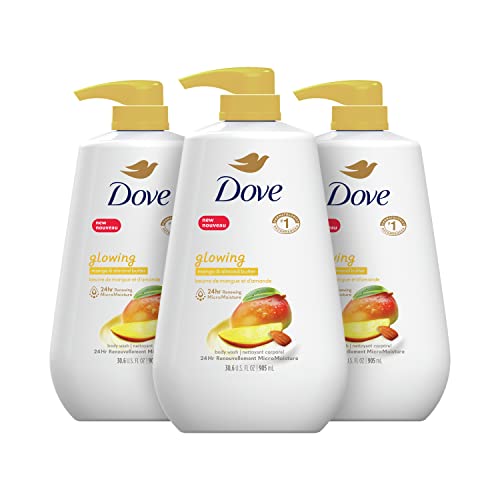 Dove Body Wash sa pumpom Glowing Mango & amp; badem Butter 3 Count za obnovljenu, zdrav izgled kože Gentle Skin Cleanser with 24h Renewing MicroMoisture 30.6 oz