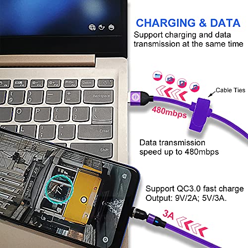 EndlesShine Magnetic charging Cable, telefon USB C Magnetic Cable 3 u 1 kompatibilan sa Micro USB、Tip