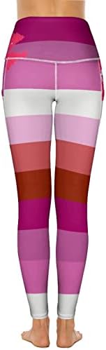 Ruž za usne Lesbian Pride Flag Yoga pantalone visokog struka Yoga Capris sa džepovima za kontrolu stomaka kompresijske