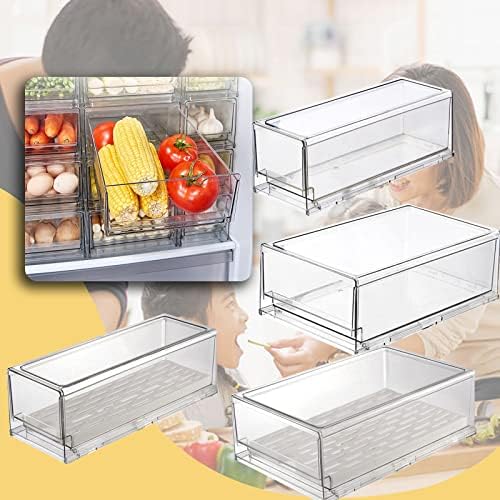SRHMYWGY Organizator frižidera, Set kutija za odlaganje sa besplatnim povlačenjem prozirnog plastičnog